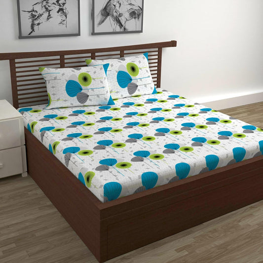 Blue Floral Bedsheet For Double Bed