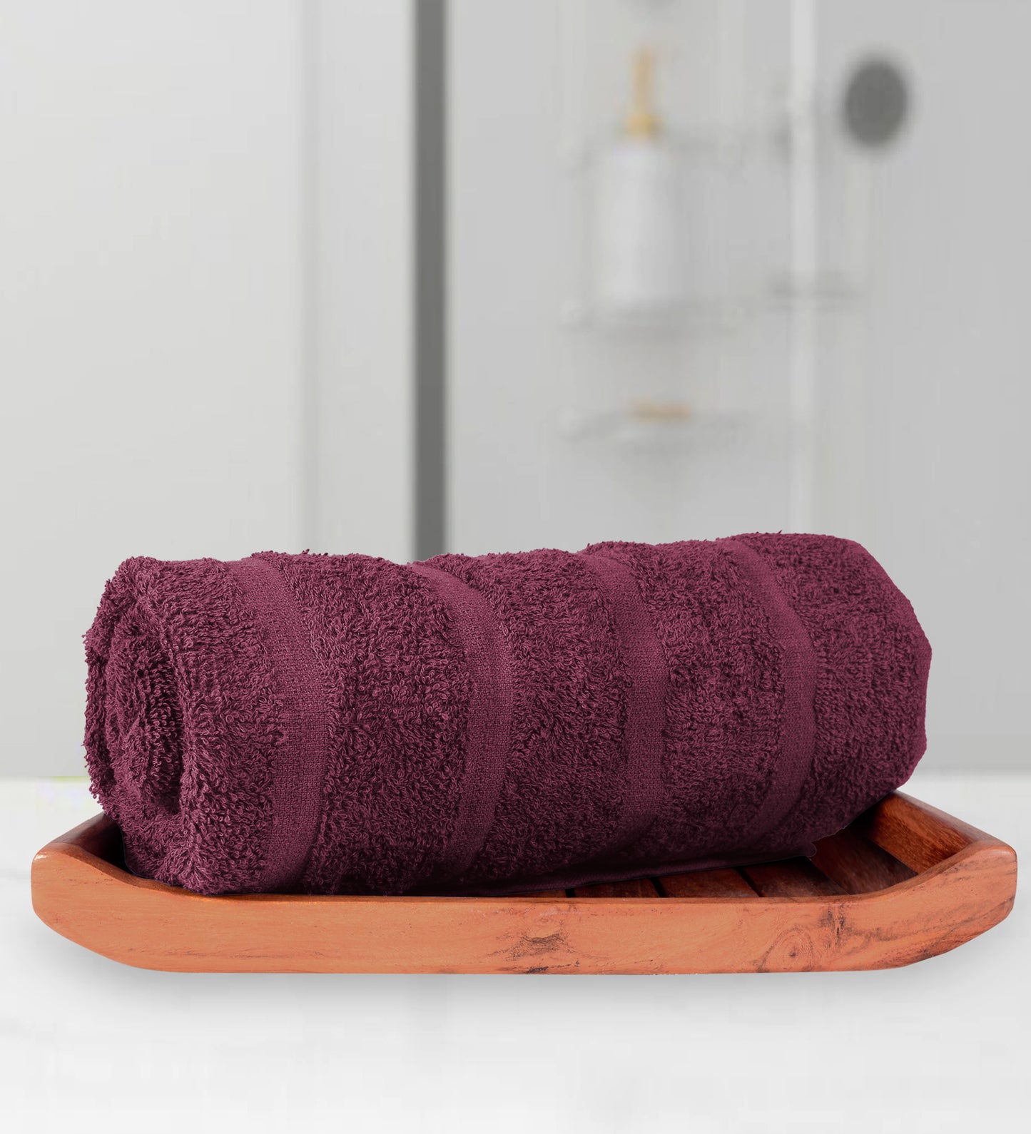 Burgundy and Grey 100% Cotton Set of 2 Combo 250 GSM Quick Dry Bath Towel