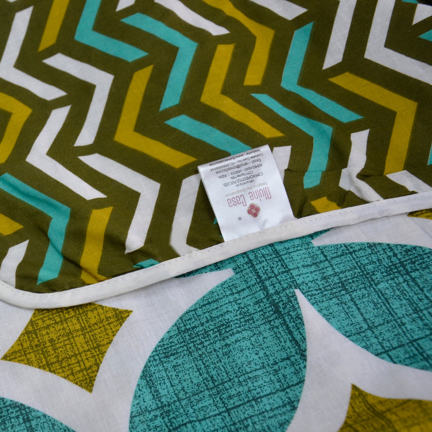Turquoise Blue and Green Geometric Single Bed Dohar – Cambric Cotton