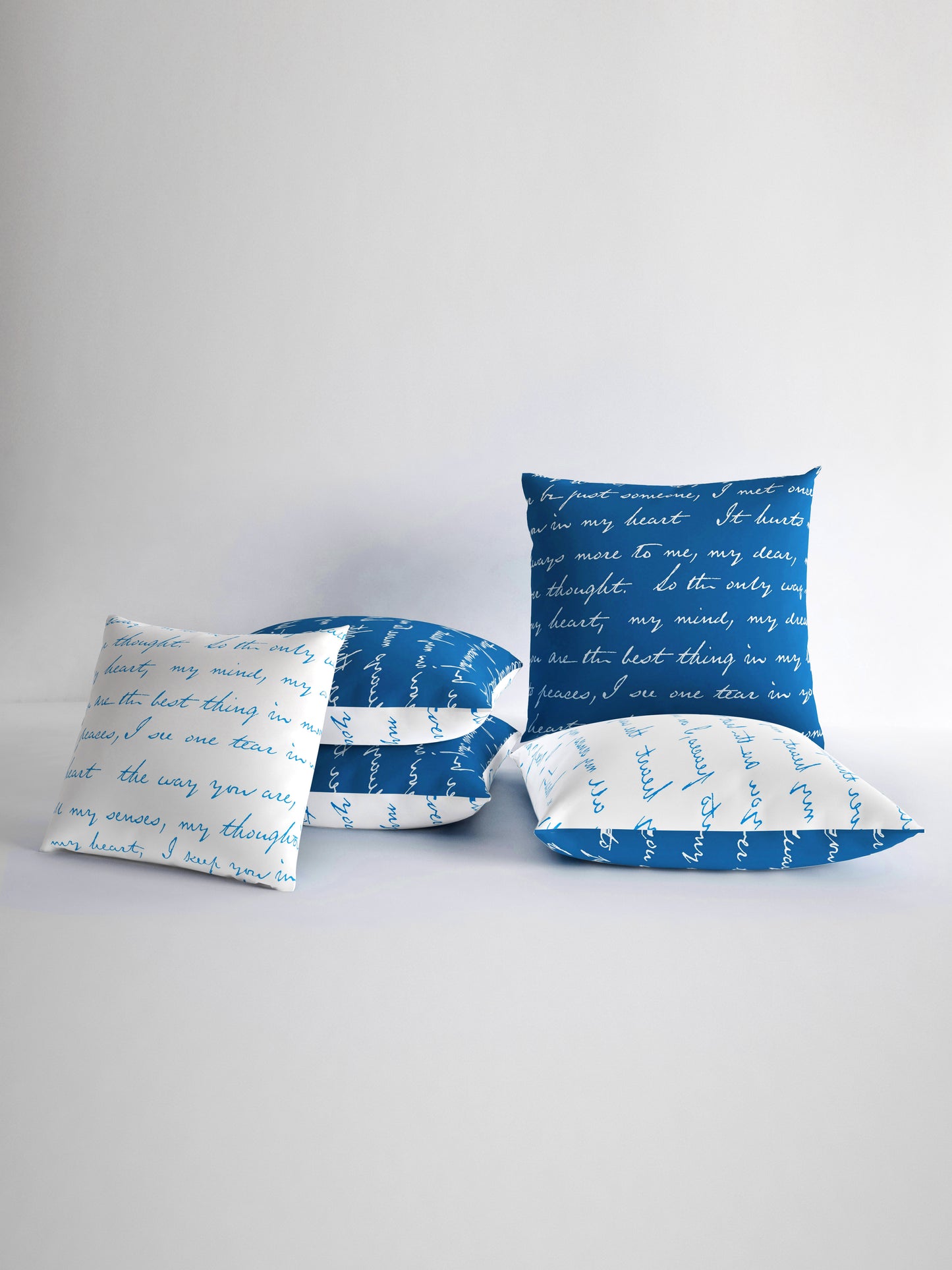 Dark Blue Set of 5 Microfiber Cushion Covers 16x16 Inchs (40x40,CM)