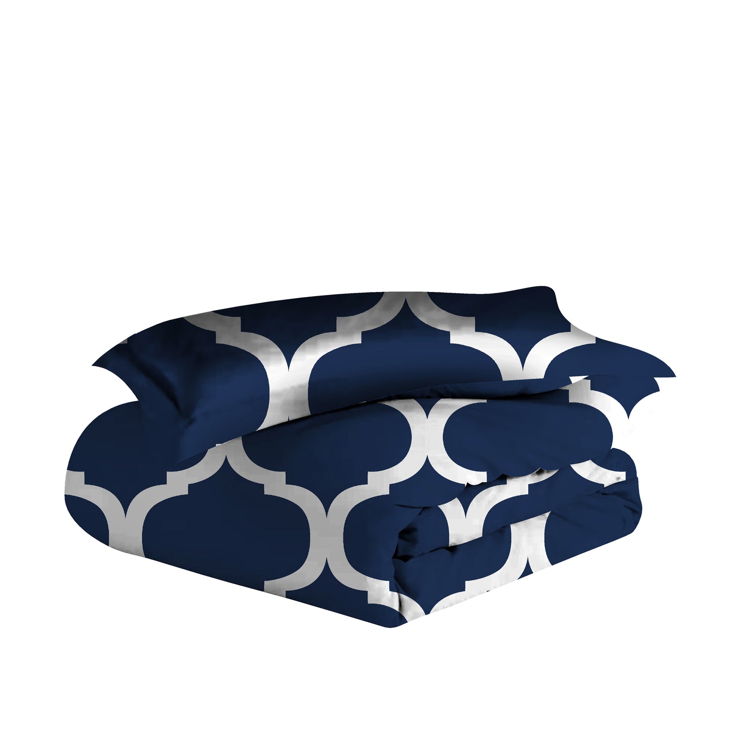 Microfiber Reversible Double Bed Queen Size Abstract Printed Duvet Cover - Deep Blue & Grey