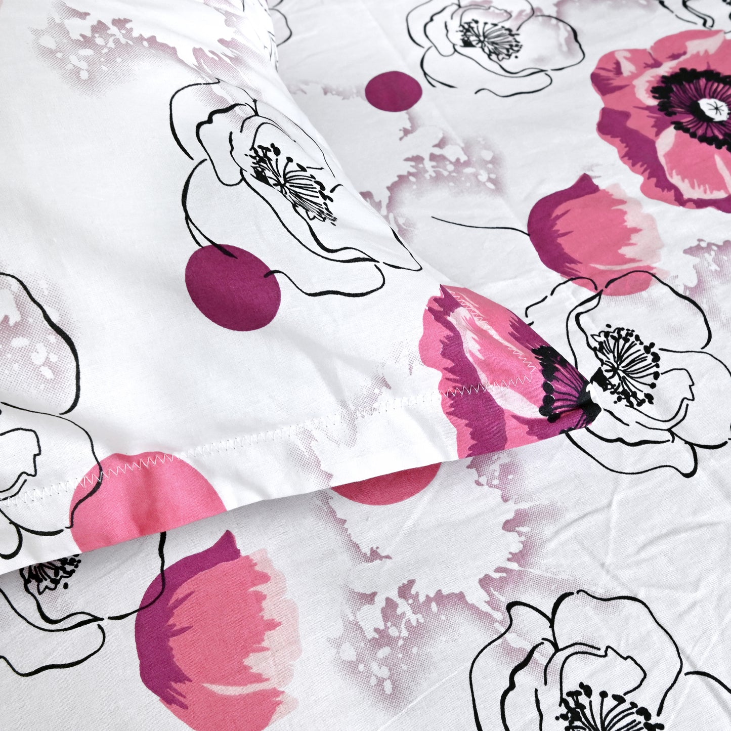 Pink Floral Cotton Double Bedsheet