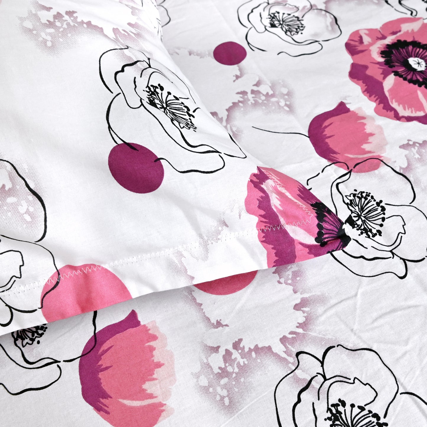 Pink Blossom Floral Cotton Elastic Fitted King Bedsheet
