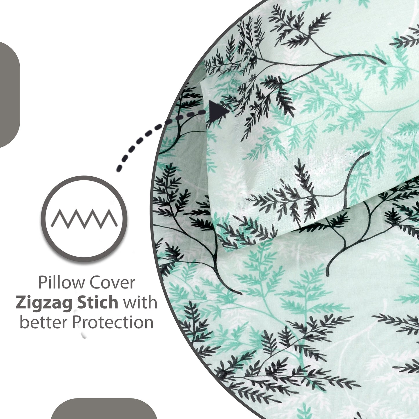 Lady Fern Aqua Mist Floral 100% Cotton Bedsheet for Double Bed