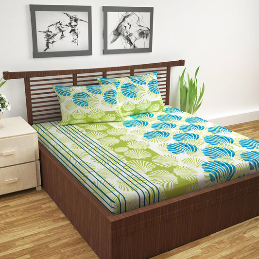 Neutral Floral Bedsheet For Double Bed