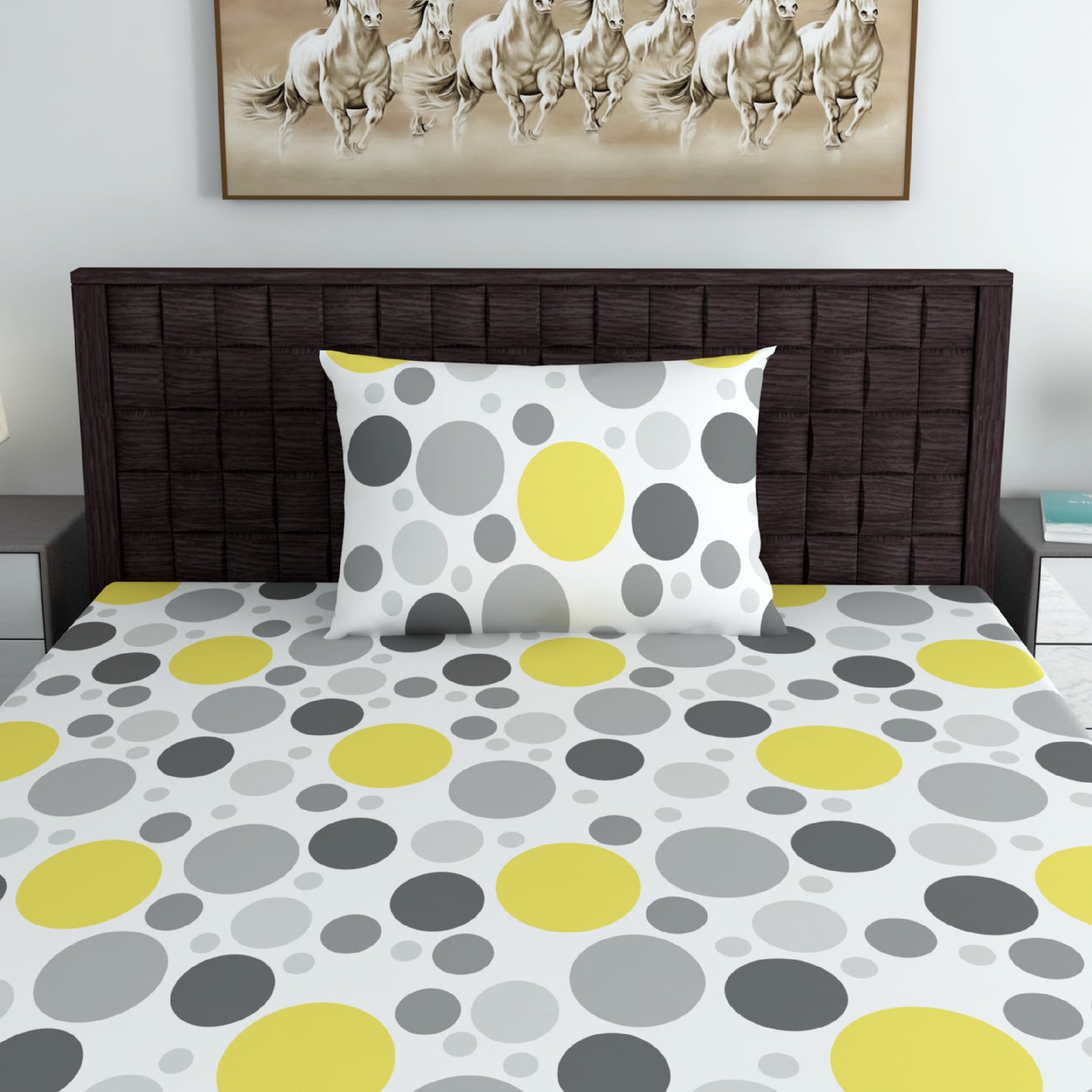 Colorful Polka Dots Combo Bedsheet for Single Bed