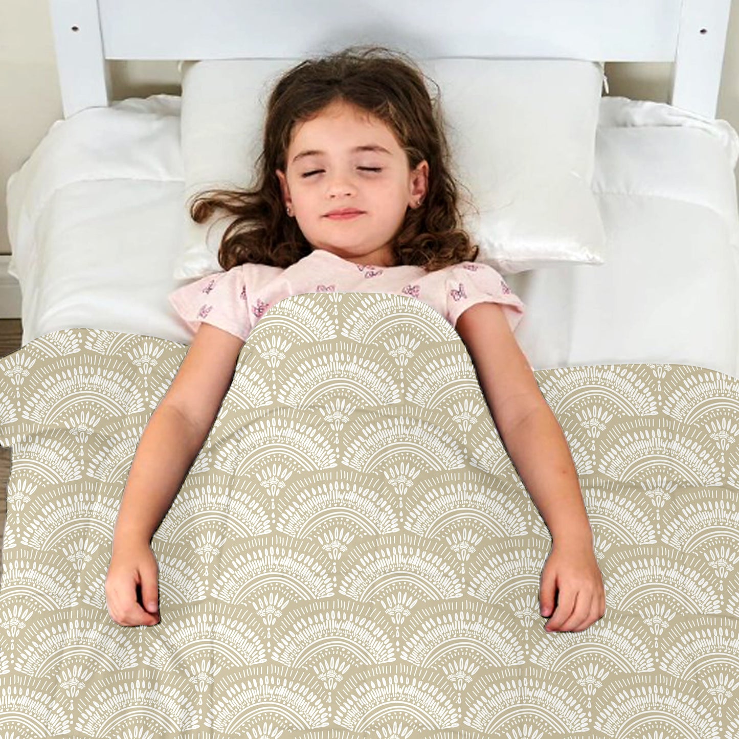 Soybean & White Floral Kids Single Bed Dohar – 120 GSM Microfiber