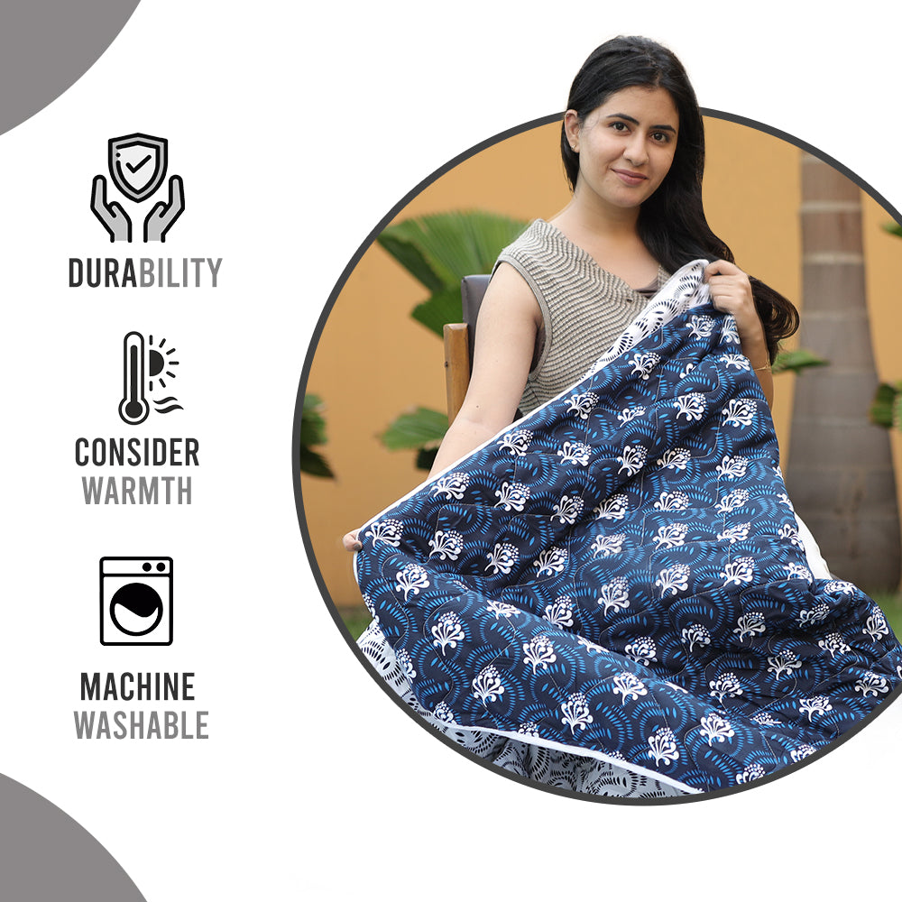 Iris Floral AC Quilt Comforter for Single Bed