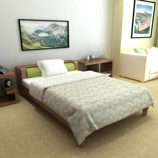 Green Moss Doodle AC Quilt Comforter for Single Bed
