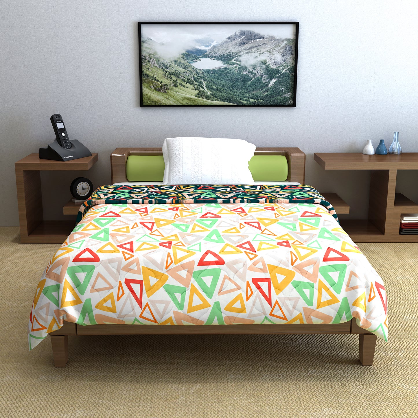 Midnight Multicolor Geometric Single Bed Comforter – 120 GSM Microfiber