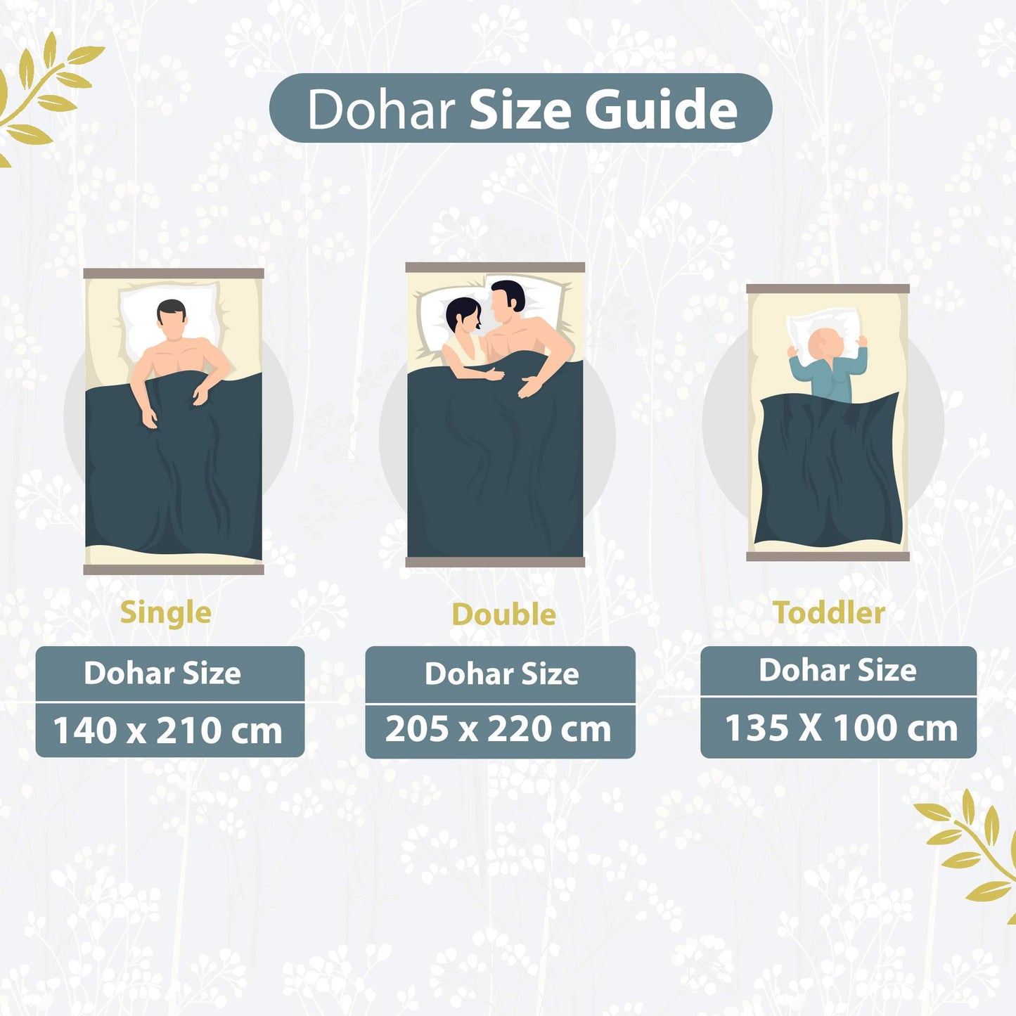 Grey Floral Classic Smooth Lighweight Reversible Single Bed Dohar