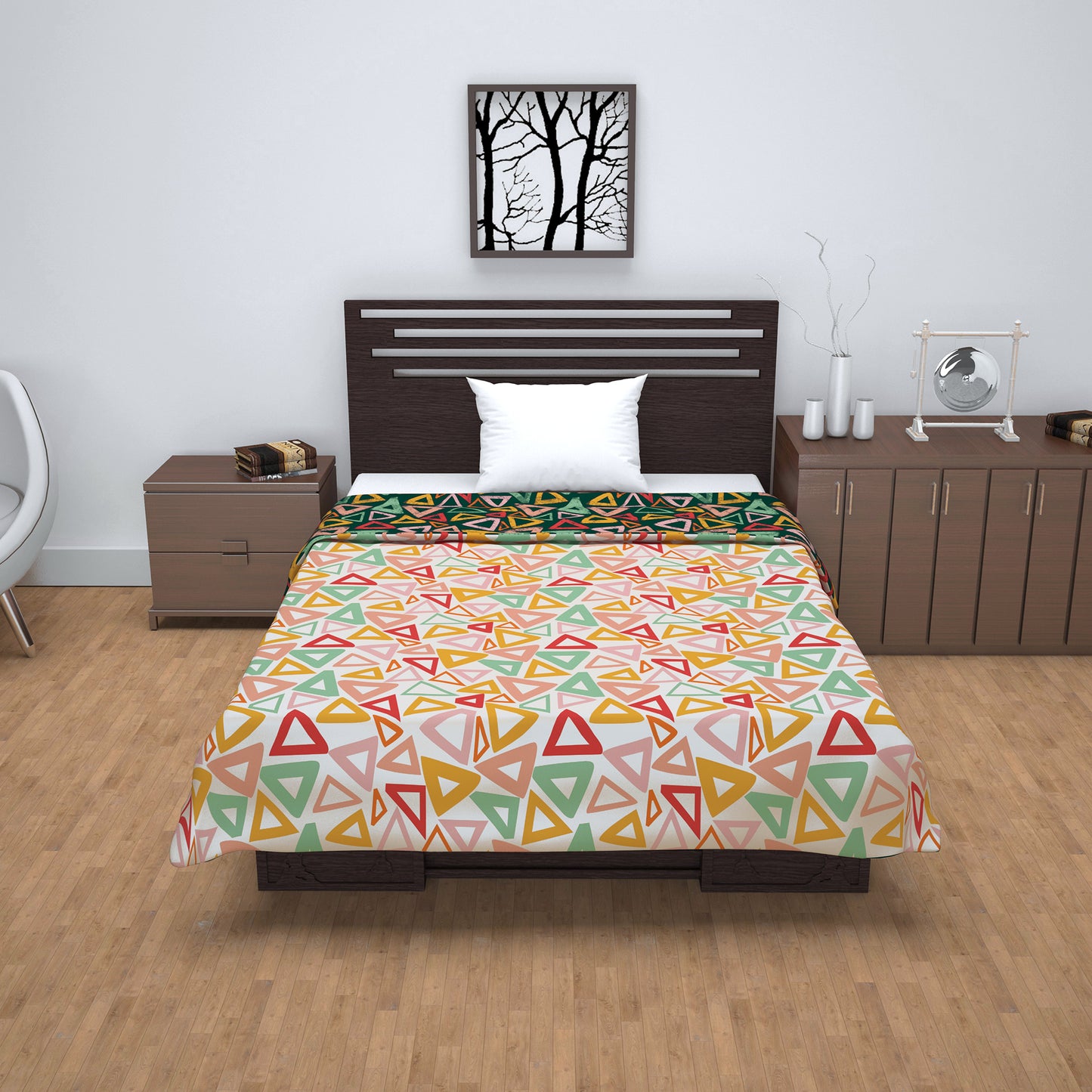 Midnight Multicolor Geometric Pattern Dohar For Single Bed – 120 GSM Microfiber