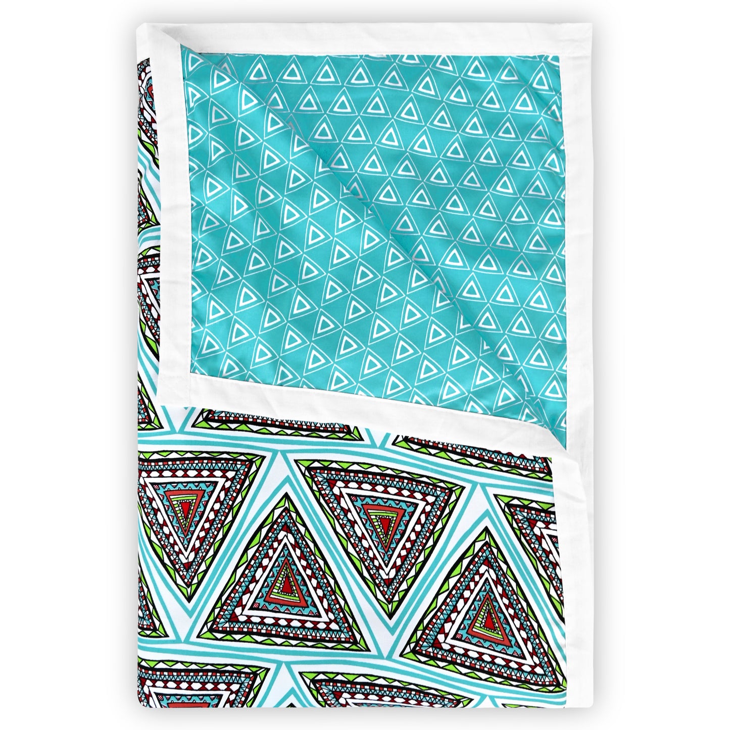Turquoise Blue Geometric Dohar Microfiber Single Bed – 120 GSM