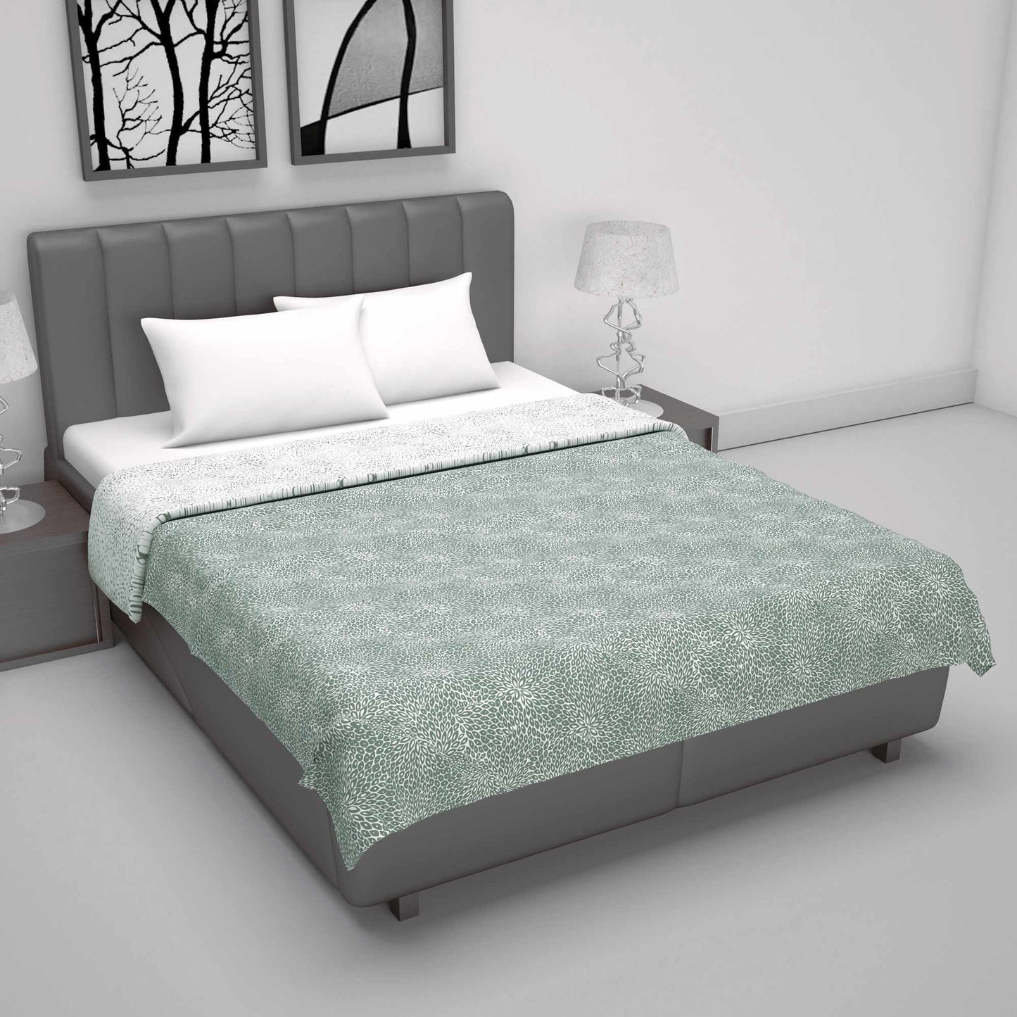 Cement 120 GSM Microfiber Floral Pattern Double Bed AC Blanket Dohar for All Season