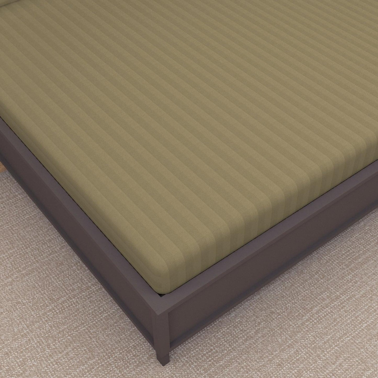 TAUPE 100% Cotton 220 TC Italian Stripes Flat King Size Bedsheet With 2 Pillow Cover For Bedroom