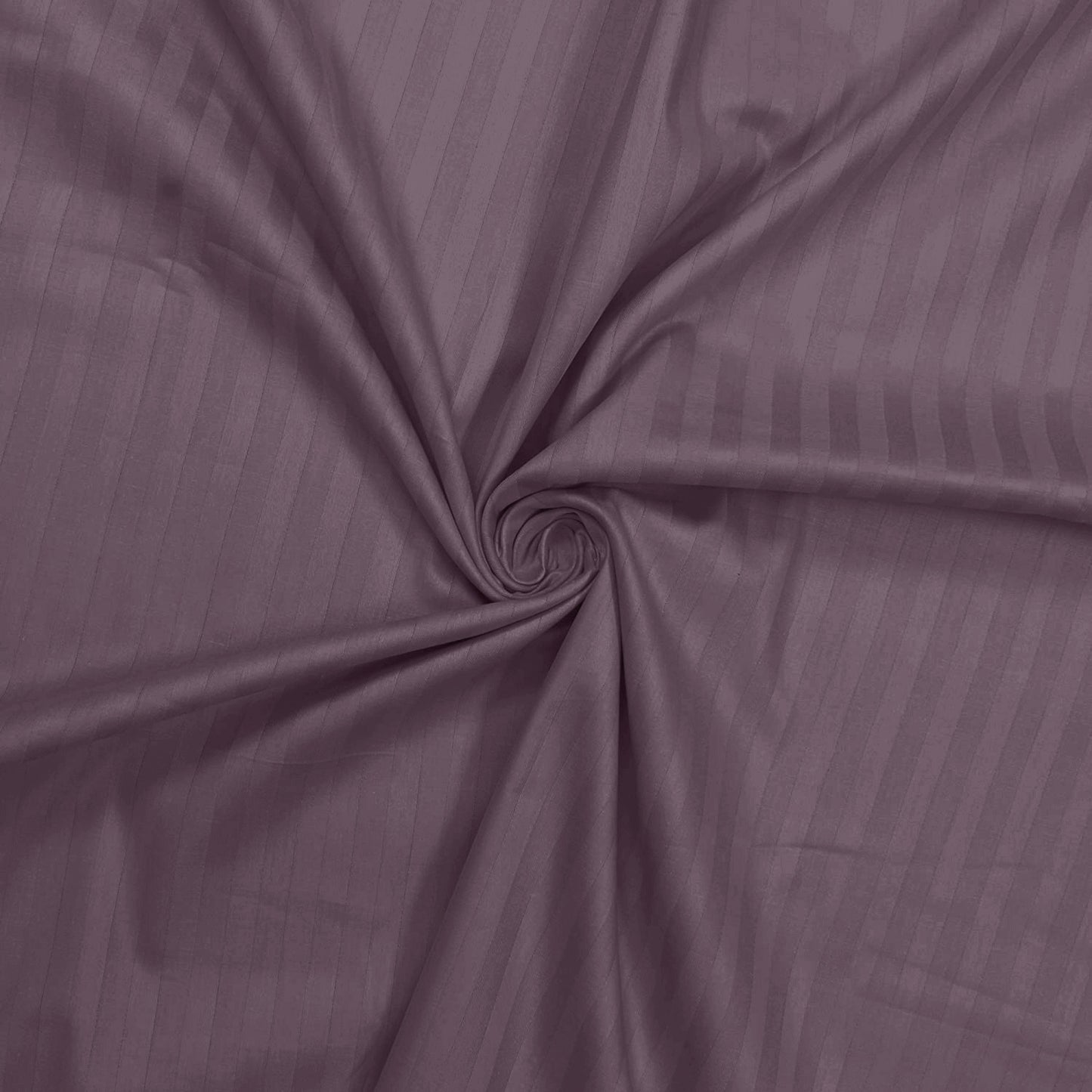 Plum 100% Cotton 220 TC Italian Stripes Flat King Size Bedsheet With 2 Pillow Cover for Bedroom