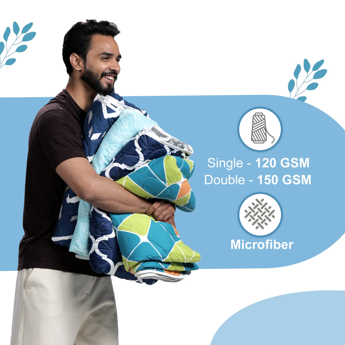 Blue and Black Abstract Pattern Comforter Combo For Single Bed
