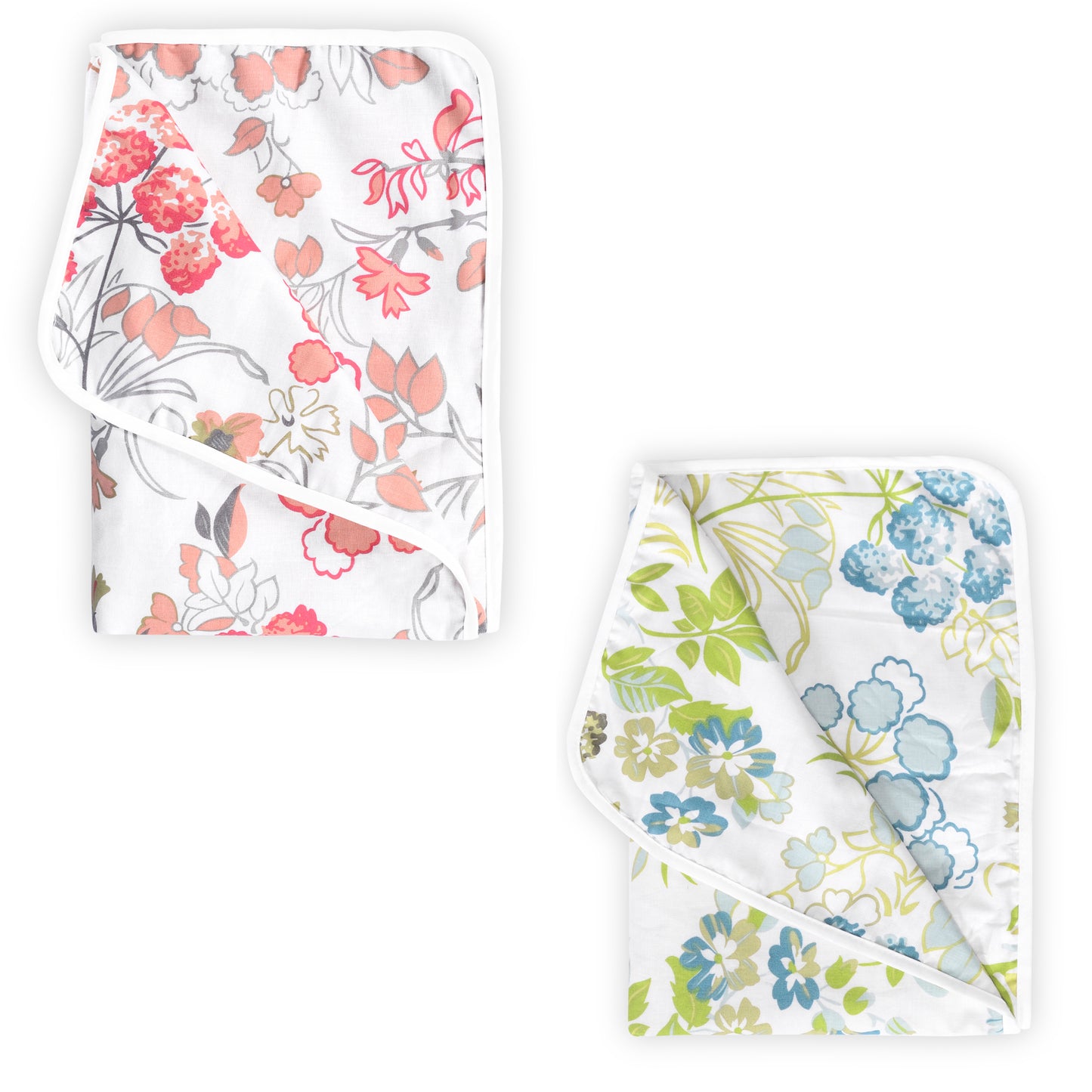 Peach and Green Leaf Pattern 100% Cotton Dohar Combo For Kids Under 04 Years