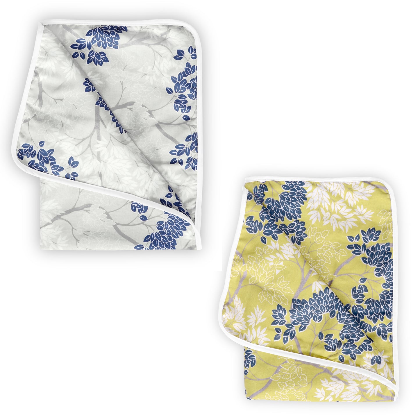 Grey and Green Leaf Pattern 100% Cotton Dohar Blanket Combo for New Born Under 04 Years