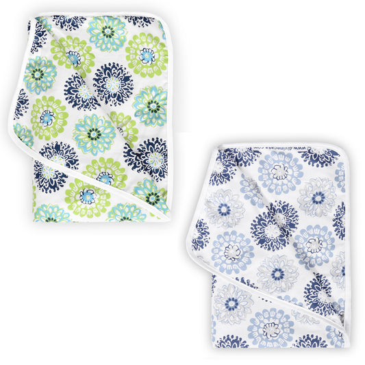 Green and Blue Dahlia Pattern Dohar Combo For Kids 100% Cotton For New Born Under 04 Years