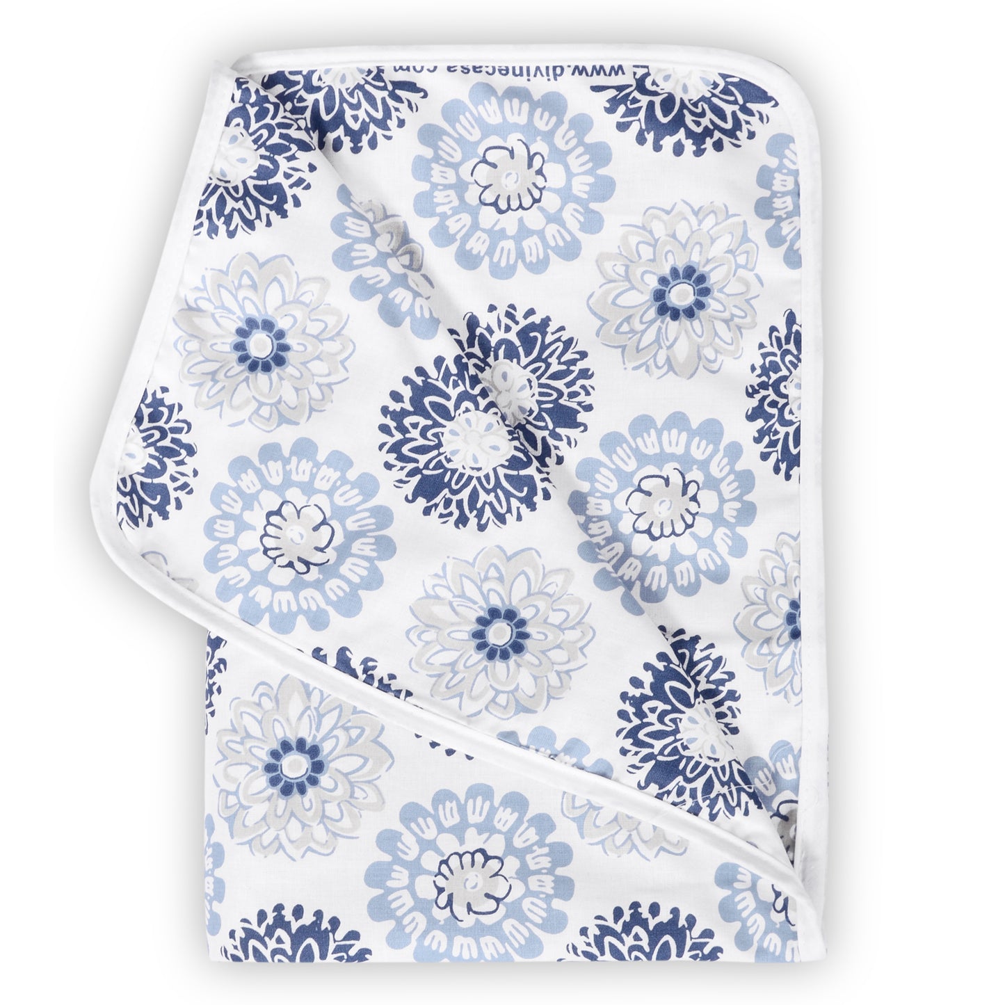 Grey and Blue Dahlia 100% Cotton Toddler Baby Blanket for for 0-3 Years
