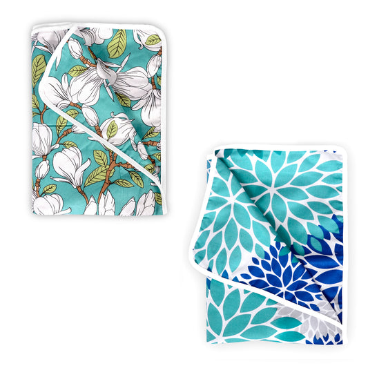 Green and Blue Floral 100% Cotton Baby Dohar Blanket Combo for New Born Under 04 Years