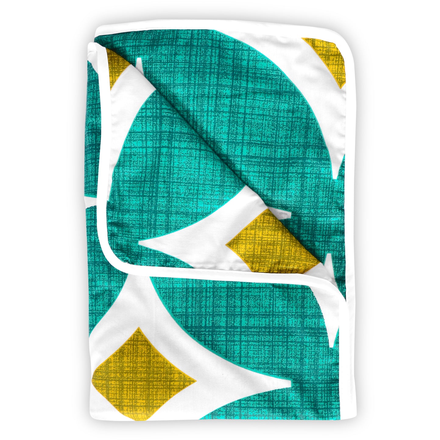 Green and White Cotton 120 GSM Ultrasoft Reversible Single Baby Blanket for Babies