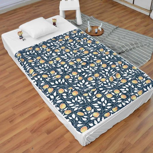 Blue and White Cotton 120 GSM Ultrasoft Reversible Single Baby Blanket for Babies