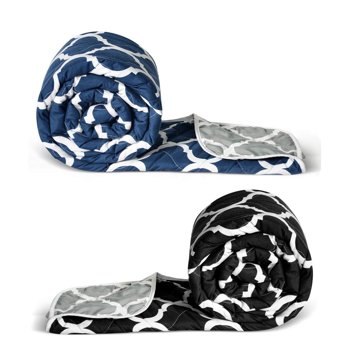Blue and Black Abstract Pattern Comforter Combo For Single Bed