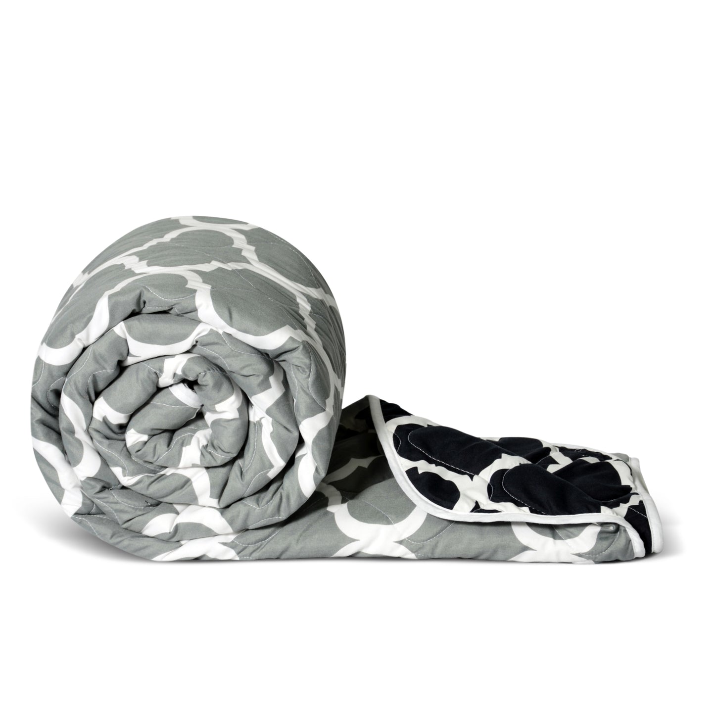 Black and Grey Quatrefoil AC Quilt Comforter for Single Bed