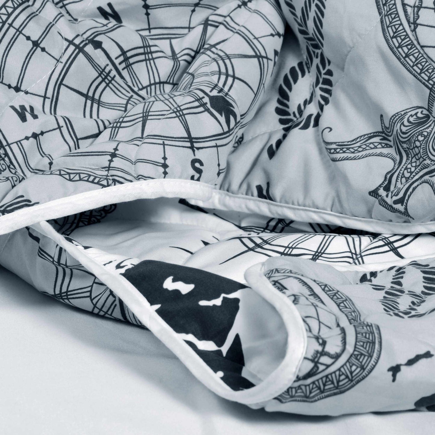 Grey and White Geography AC Quilt Comforter for Single Bed