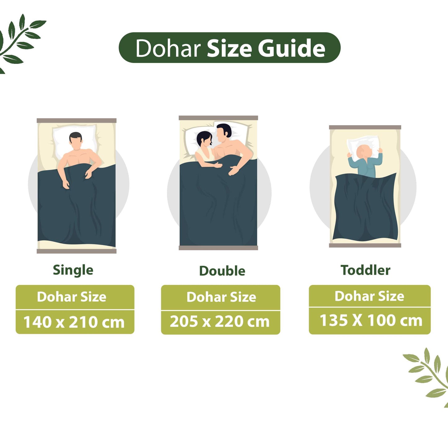 Olive Navy Floral Double Bed Dohar – 120 GSM Cotton