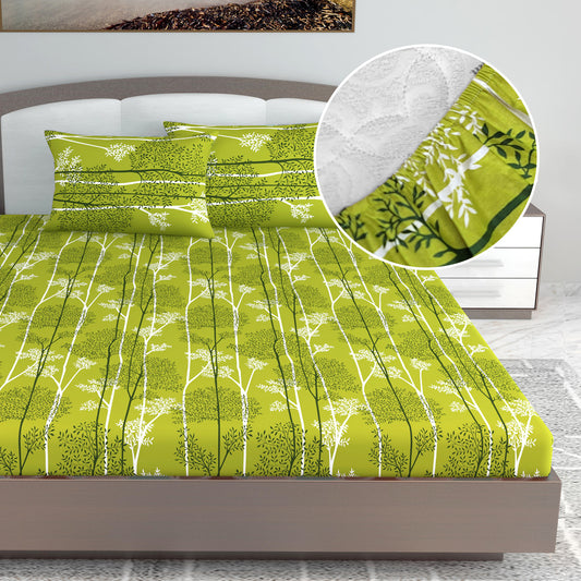 Leaflet Elastic Fitted King Bed Bedsheet