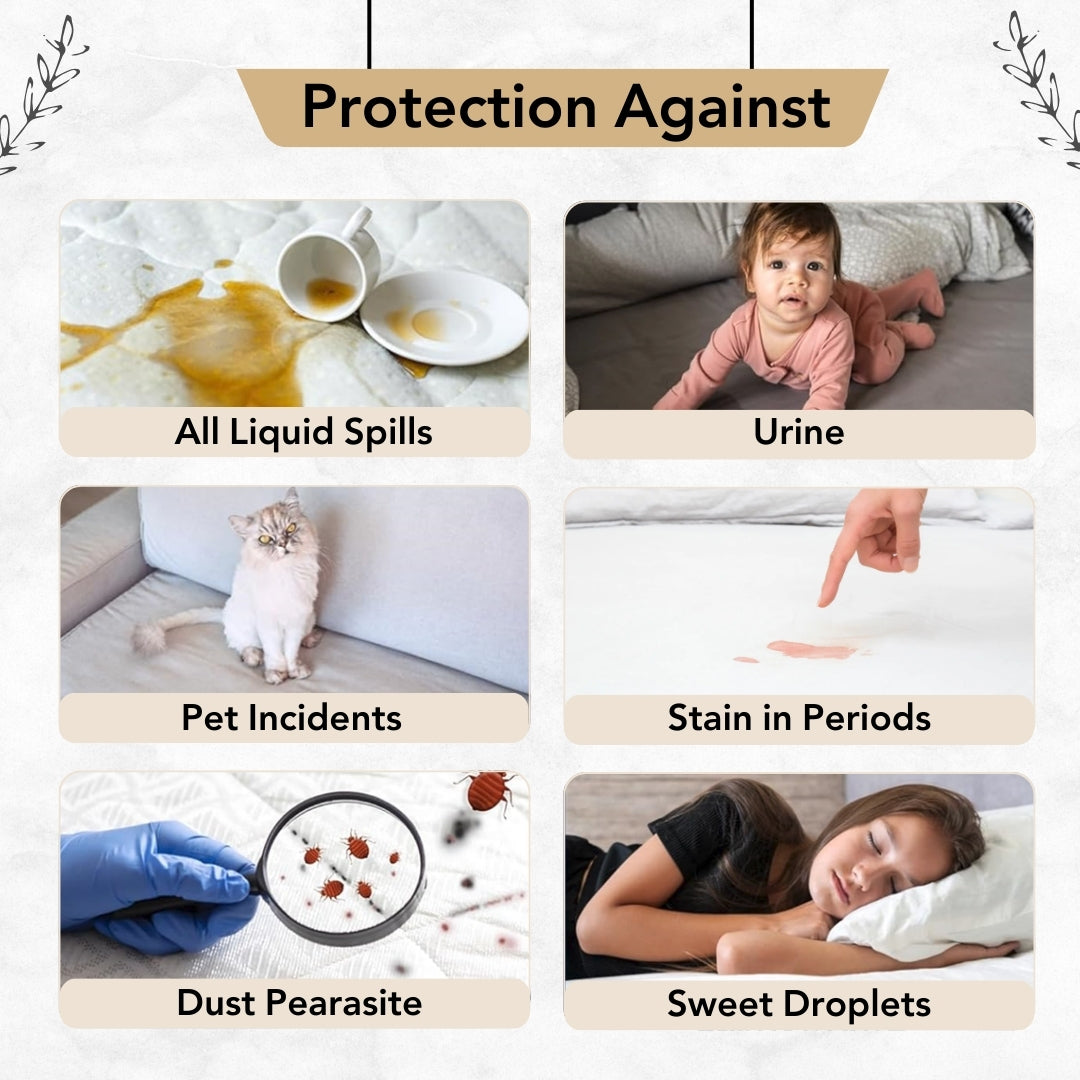 Beige Terry Cotton Water Proof Mattress Protector/Cover for King Bed Soft & Breathable