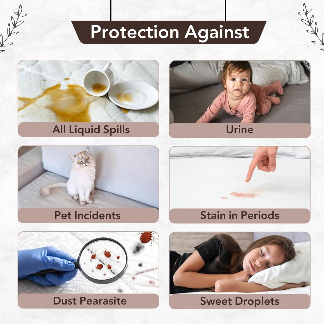 Coffee Terry Cotton Water Proof Mattress Protector/Cover for King Bed Soft & Breathable