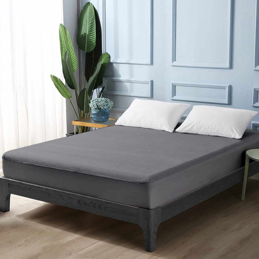 Grey Terry Cotton Soft & Breathable Water Proof Mattress Protector Cover for Double Bed - 36" x 72" ( Grey ) - (mp-grey-db)