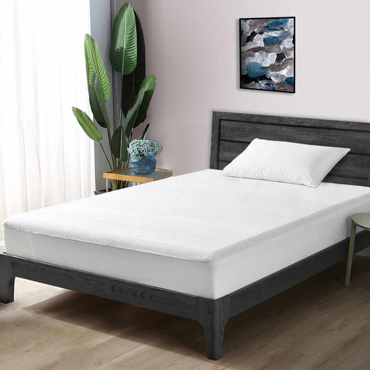 White Terry Cotton Soft & Breathable Water Proof Mattress Protector Cover for Single Bed - 36"x72"  - (MP-WHITE-SB)
