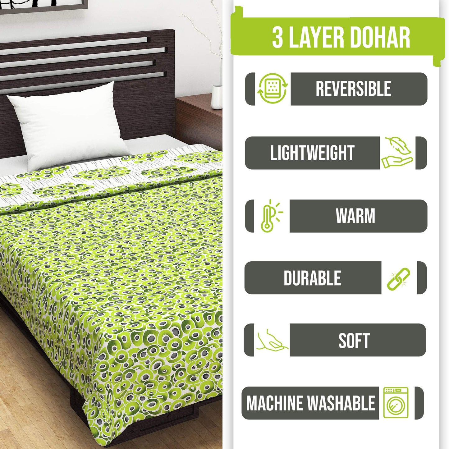 Geeen Floral Everyday and All Weather Use Microfiber Single Bed Dohar