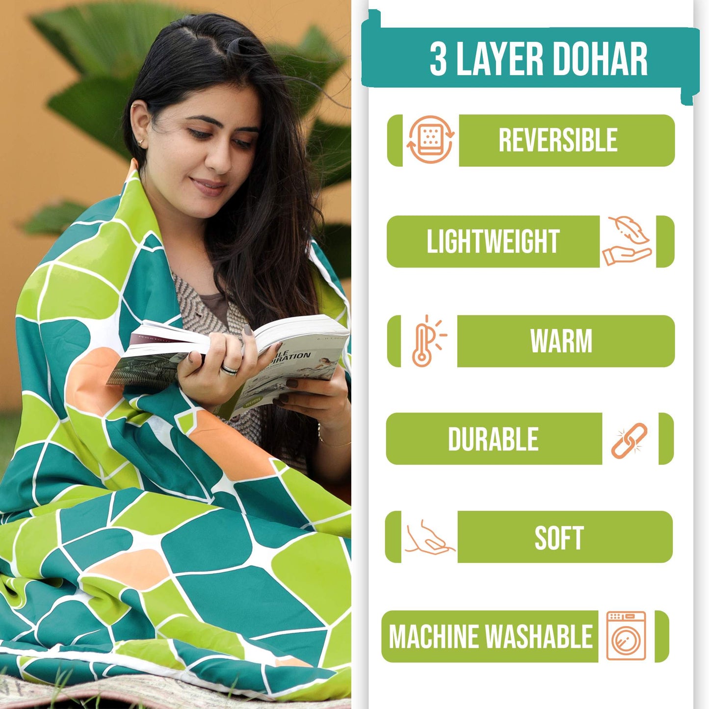 Abstract Print Light Green Microfiber Super Comfortable Single Bed AC Dohar