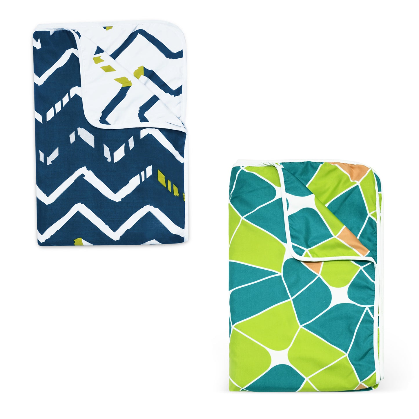 Blue and White Abstract Print Microfiber Combo Set of 2 Dohar For Single Bed