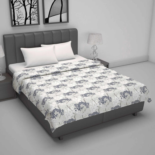 Grey Autumn Tree Leaf 144 TC 100% Cotton Skin Friendly AC Double Bed Dohar