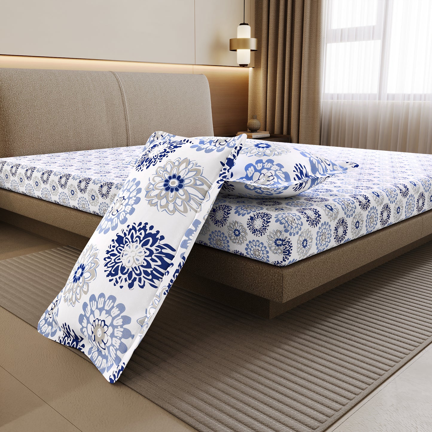 Dahlia Print Bedsheet For Double Bed