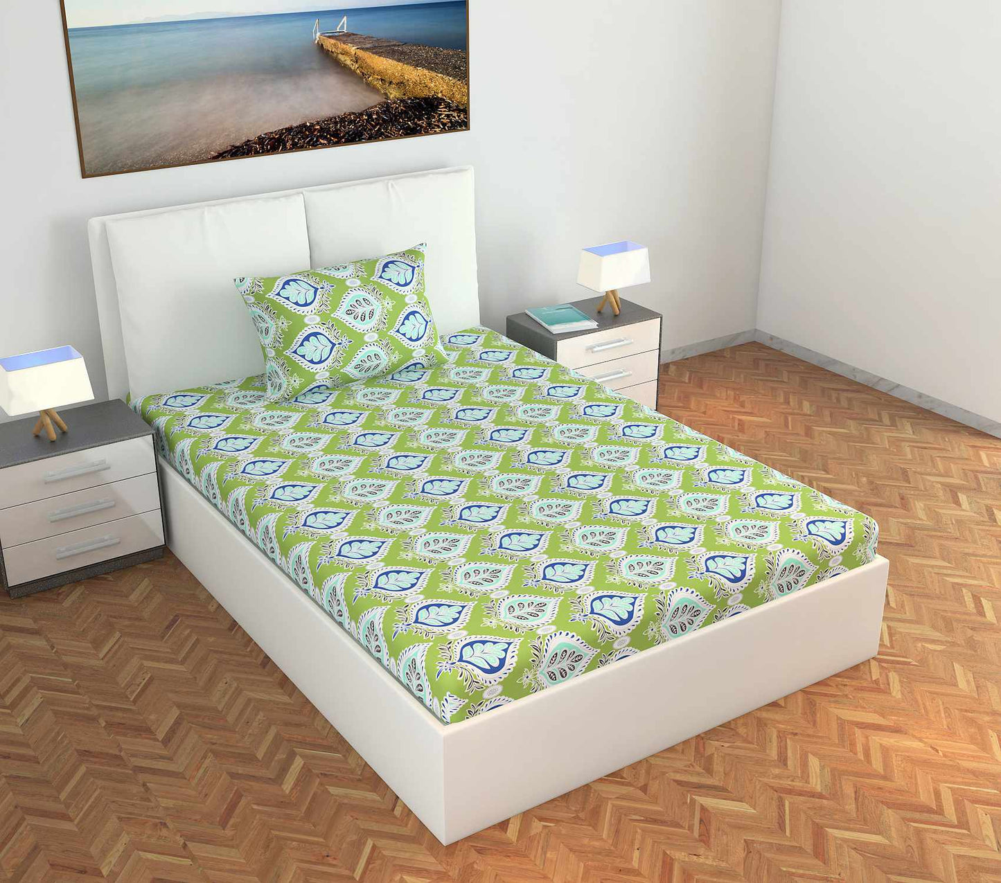 Damask Motif Single Bedsheet
