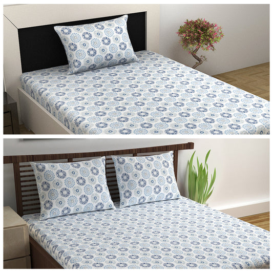 Dahlia Print Combo Bedsheet for Single and Double Bed