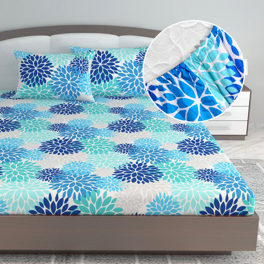 Silhouette leaves Elastic Fitted King Bed Bedsheet