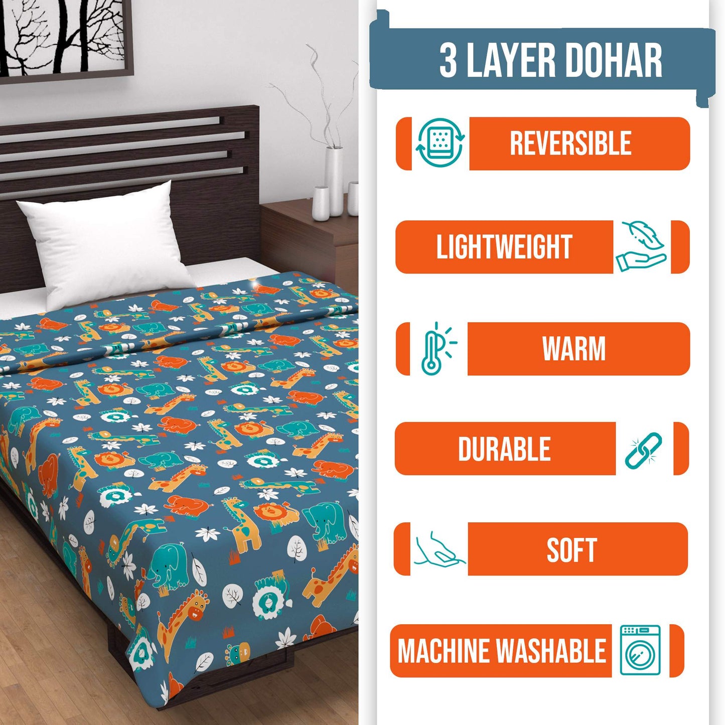 Iris Deep Abstract Printed Single Bed Cotton AC Dohar (210 X 140 CM)