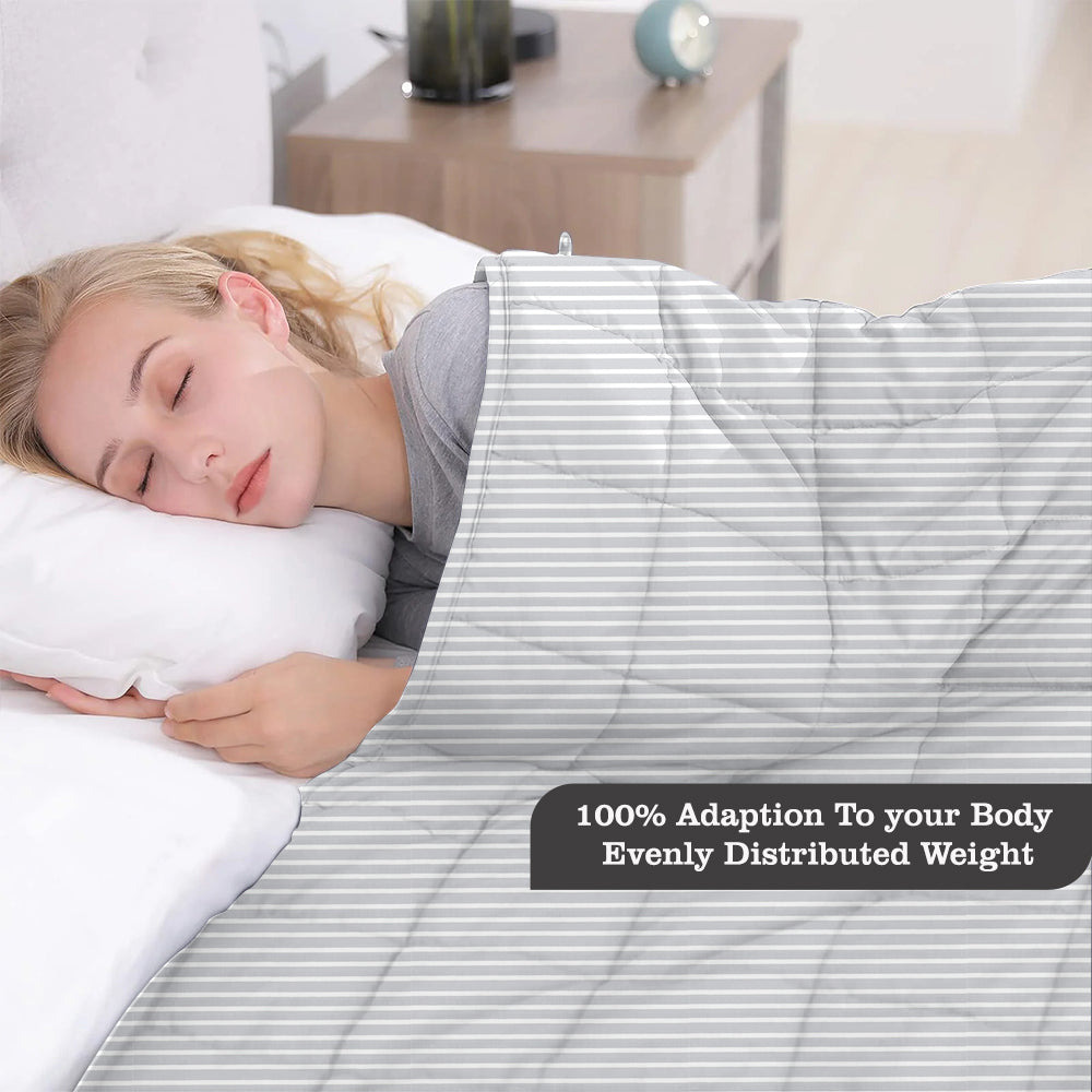 Light Grey Weighted 5kg Blanket Cotton Material with Premium Glass Beads Therapeutic Blankets Use on Single Bed
