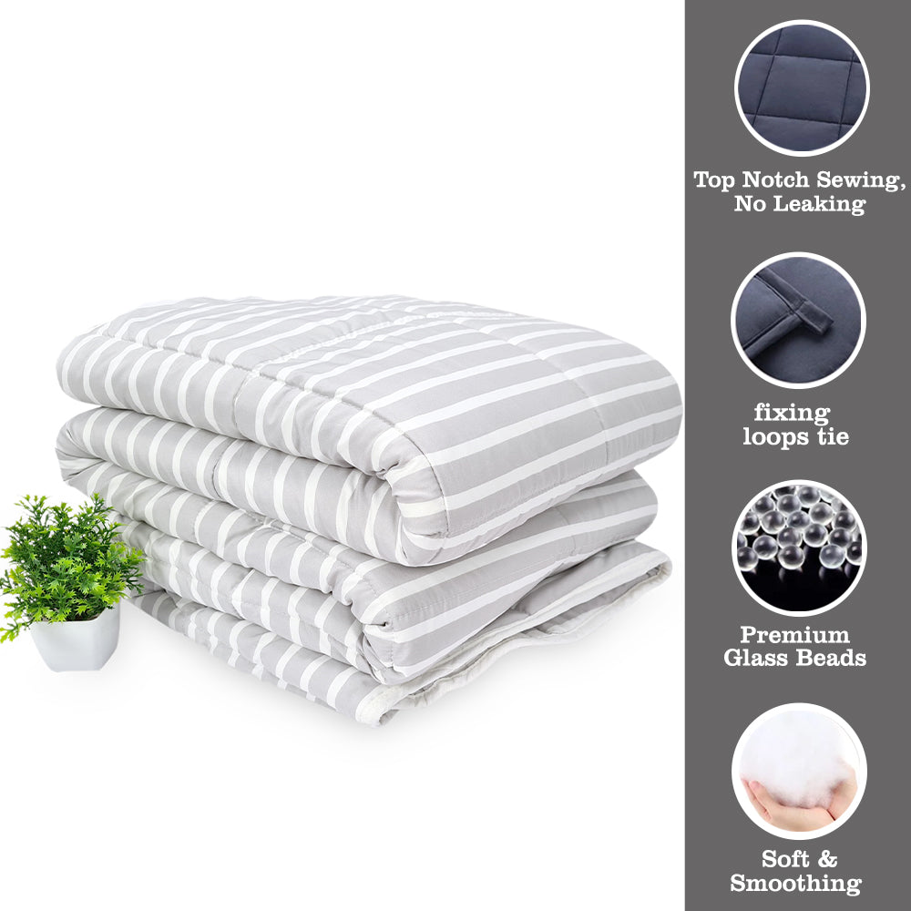 Light Grey Weighted 5kg Blanket Cotton Material with Premium Glass Beads Therapeutic Blankets Use on Single Bed