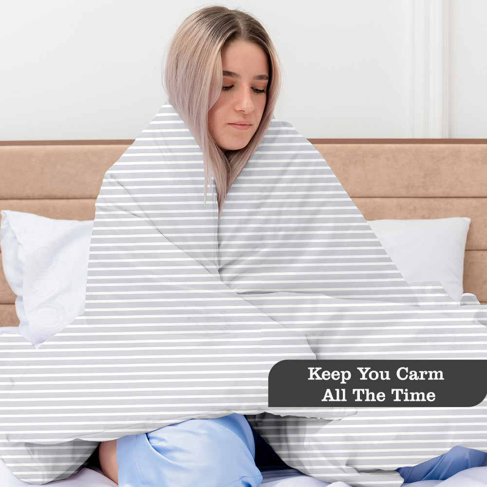 Light Grey Weighted 5kg Blanket Cotton Material with Premium Glass Beads Therapeutic Blankets Use on Single Bed