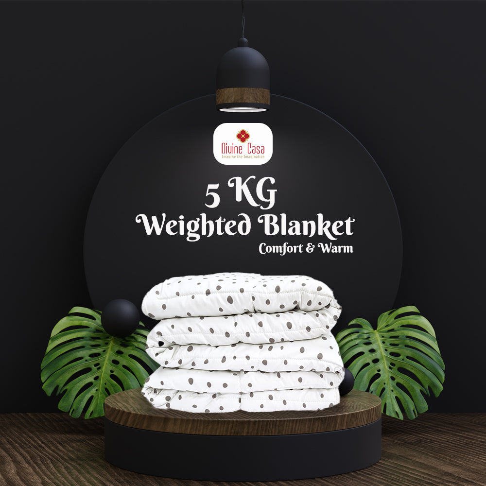 White & Black Light Grey 5kg Weighted Blanket Cotton Material with Premium Glass Beads Therapeutic Blankets Use on Single Bed